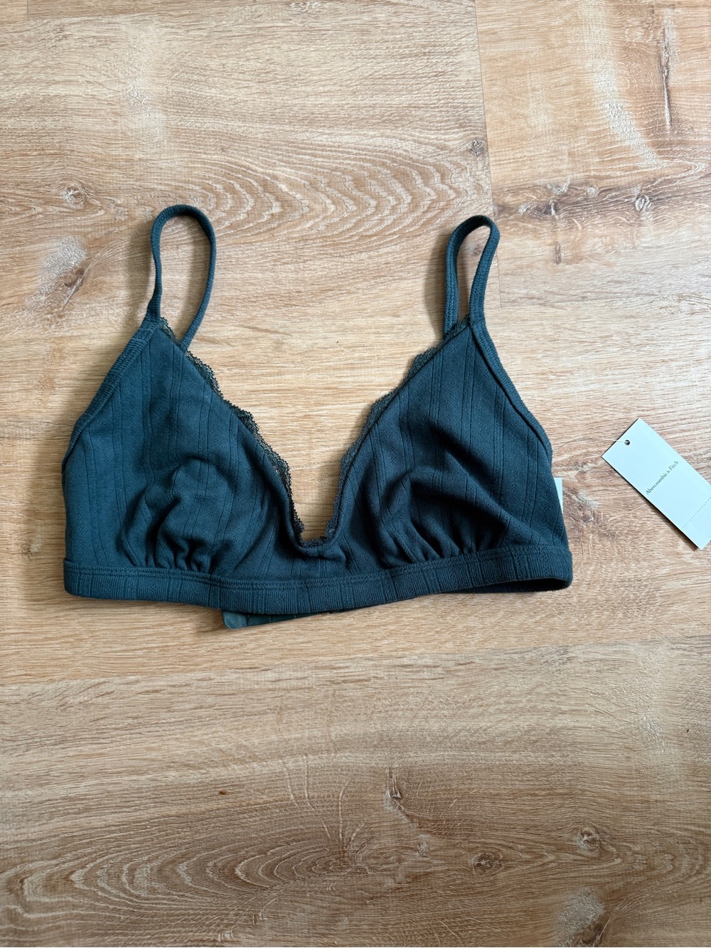 Abercrombie & Fitch Ribbed Pointelle Lace-Trim Bralette